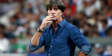 SOCHI, RUSSIA - JUNE 29, 2017: Germany's head coach Joachim Low reacts during the 2017 FIFA Confederations Cup semifinal football match against Mexico at Fisht Stadium. Sergei Fadeichev/TASS