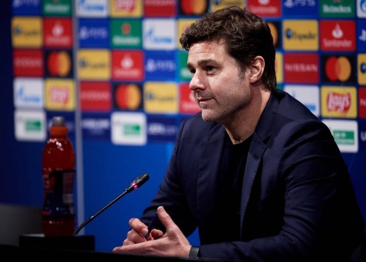BARCELONA, SPAIN - FEBRUARY 16: Head Coach Mauricio Pochettino of Paris Saint-Germain attends the media during the press conference following the UEFA Champions League Round of 16 match between FC Barcelona and Paris Saint-Germain at Camp Nou on February 16, 2021 in Barcelona, Spain. Sporting stadiums around Spain remain under strict restrictions due to the Coronavirus Pandemic as Government social distancing laws prohibit fans inside venues resulting in games being played behind closed doors.  (Photo by Alex Caparros - UEFA/UEFA via Getty Images)