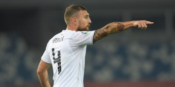 TBILISI, GEORGIA - NOVEMBER 12: Guram Kashia of Georgia  gives his team instructions  during the UEFA EURO 2020 Play-Off Final between Georgia and North Macedonia at Dinamo Arena on November 12, 2020 in Tbilisi, Georgia. Football Stadiums around Europe remain empty due to the Coronavirus Pandemic as Government social distancing laws prohibit fans inside venues resulting in fixtures being played behind closed doors. (Photo by Levan Verdzeuli - UEFA/UEFA via Getty Images)