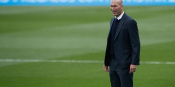 May 22, 2021, VALDEBEBAS, MADRID, SPAIN: Zinedine Zidane, head coach of Real Madrid, looks on during the spanish league, La Liga, football match played between Real Madrid and Villarreal CF at Alfredo Di Stefano stadium on may 22, 2021, in Valdebebas, Madrid, Spain. VALDEBEBAS SPAIN - ZUMAa181 20210522_zaa_a181_071 Copyright: xOscarxJ.xBarrosox
