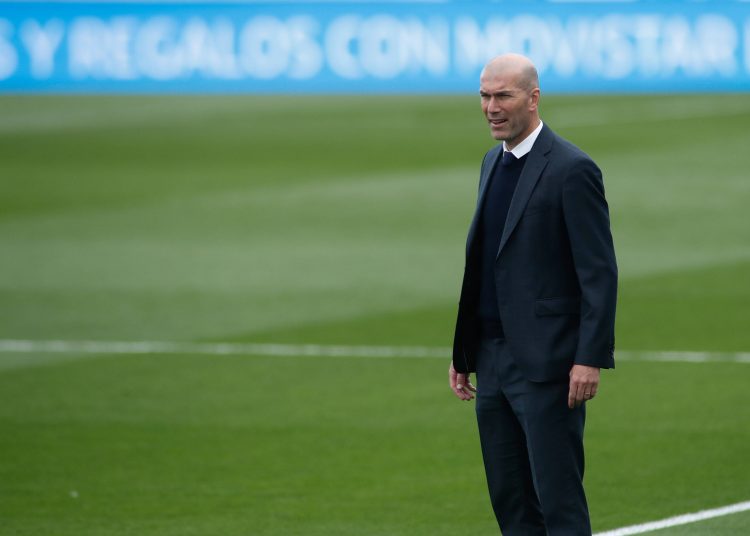 May 22, 2021, VALDEBEBAS, MADRID, SPAIN: Zinedine Zidane, head coach of Real Madrid, looks on during the spanish league, La Liga, football match played between Real Madrid and Villarreal CF at Alfredo Di Stefano stadium on may 22, 2021, in Valdebebas, Madrid, Spain. VALDEBEBAS SPAIN - ZUMAa181 20210522_zaa_a181_071 Copyright: xOscarxJ.xBarrosox