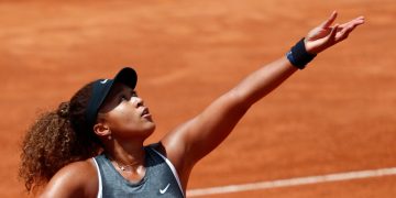 Tennis -WTA Premier 5 - Italian Open - Foro Italico, Rome, Italy - May 12, 2021 Japan’s Naomi Osaka in action during her second road match against Jessica Pegula of U.S. REUTERS/Guglielmo Mangiapane