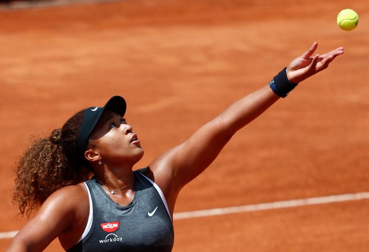 Tennis -WTA Premier 5 - Italian Open - Foro Italico, Rome, Italy - May 12, 2021 Japan’s Naomi Osaka in action during her second road match against Jessica Pegula of U.S. REUTERS/Guglielmo Mangiapane
